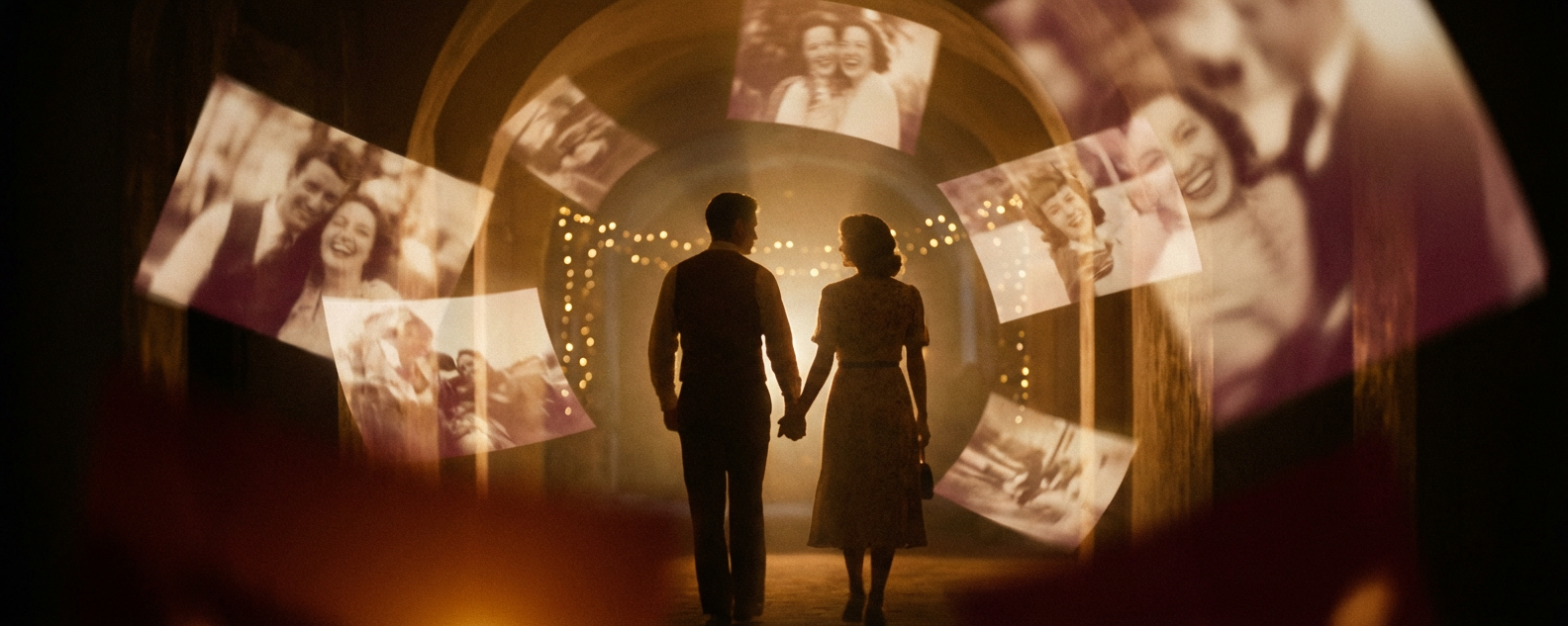 Couple walking down a lane